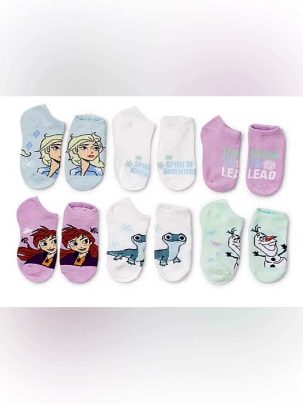 Disney FROZEN Big Kid Girls Multi-Pack 6 Pair Low Cut Socks Sz. 5-6.5